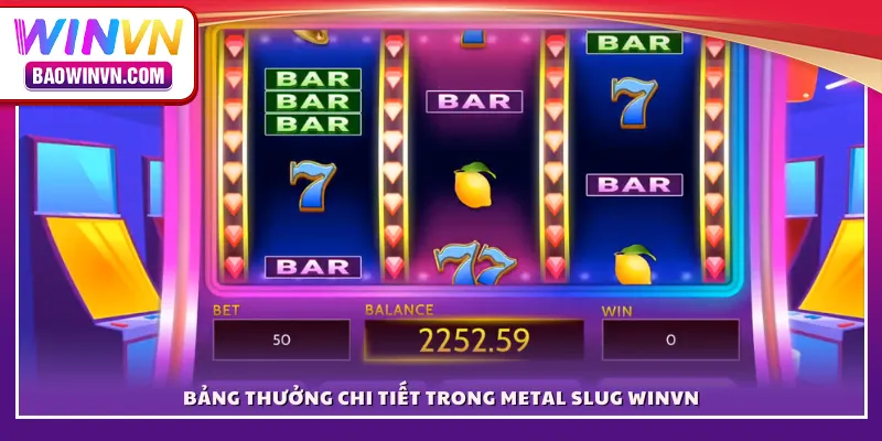 Bảng thưởng chi tiết trong Metal Slug WINVN